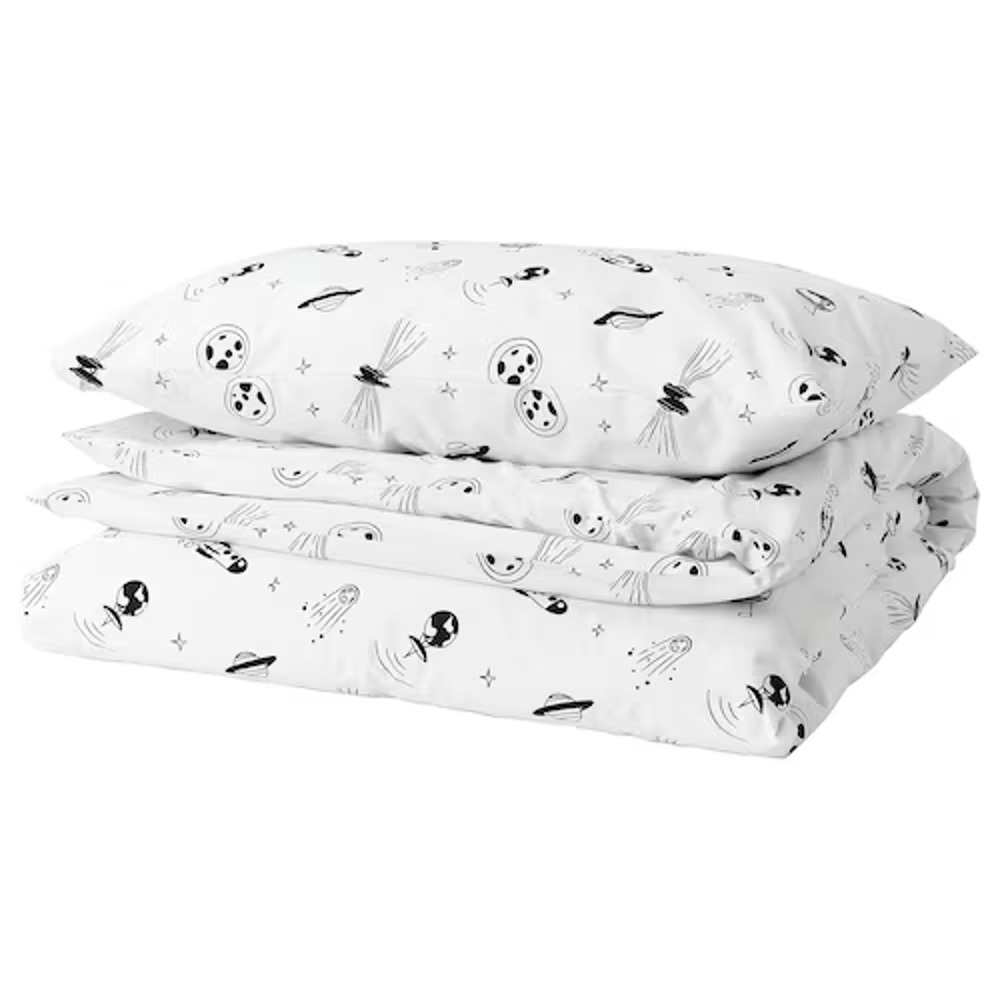 IKEA AFTONSPARV Duvet Cover And Pillowcase, Space White/Black, Twin (905.540.34)